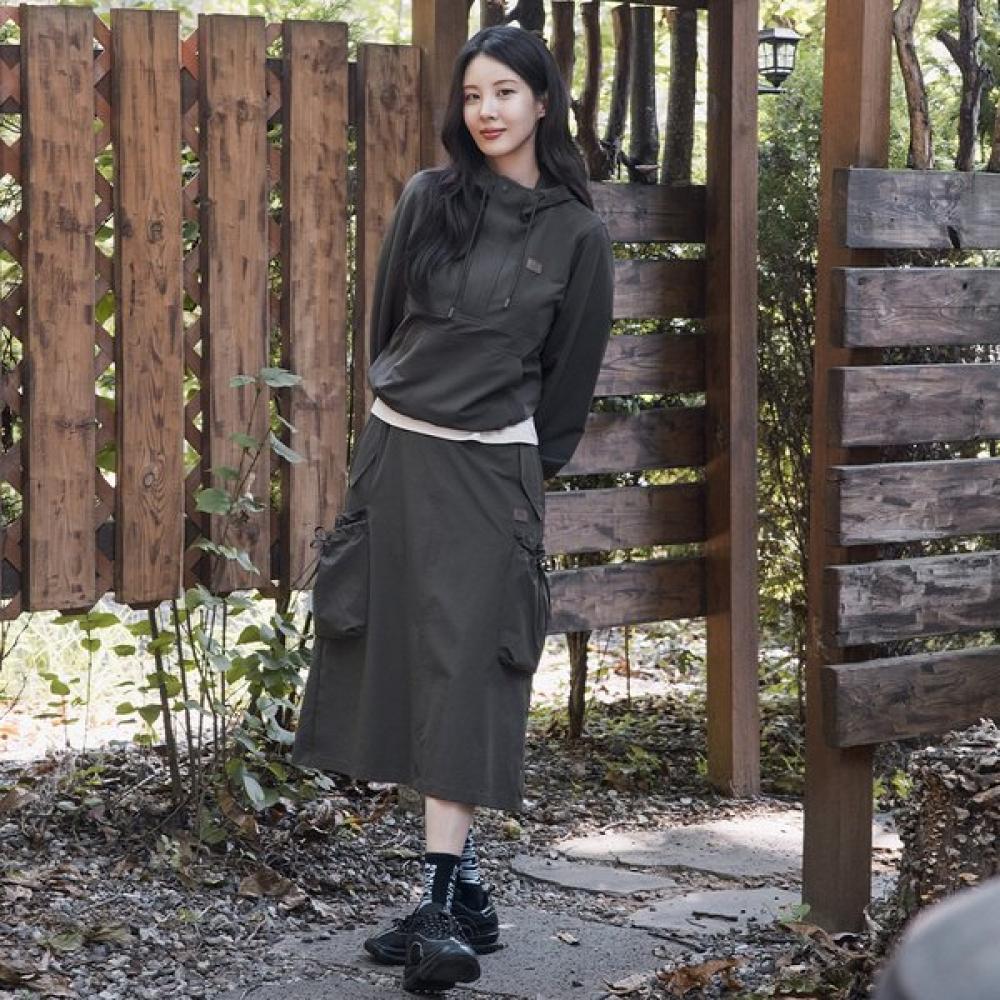 Ripstop Flexible Shiring Skirt  Dark Khaki    Worn By Seohyun 065