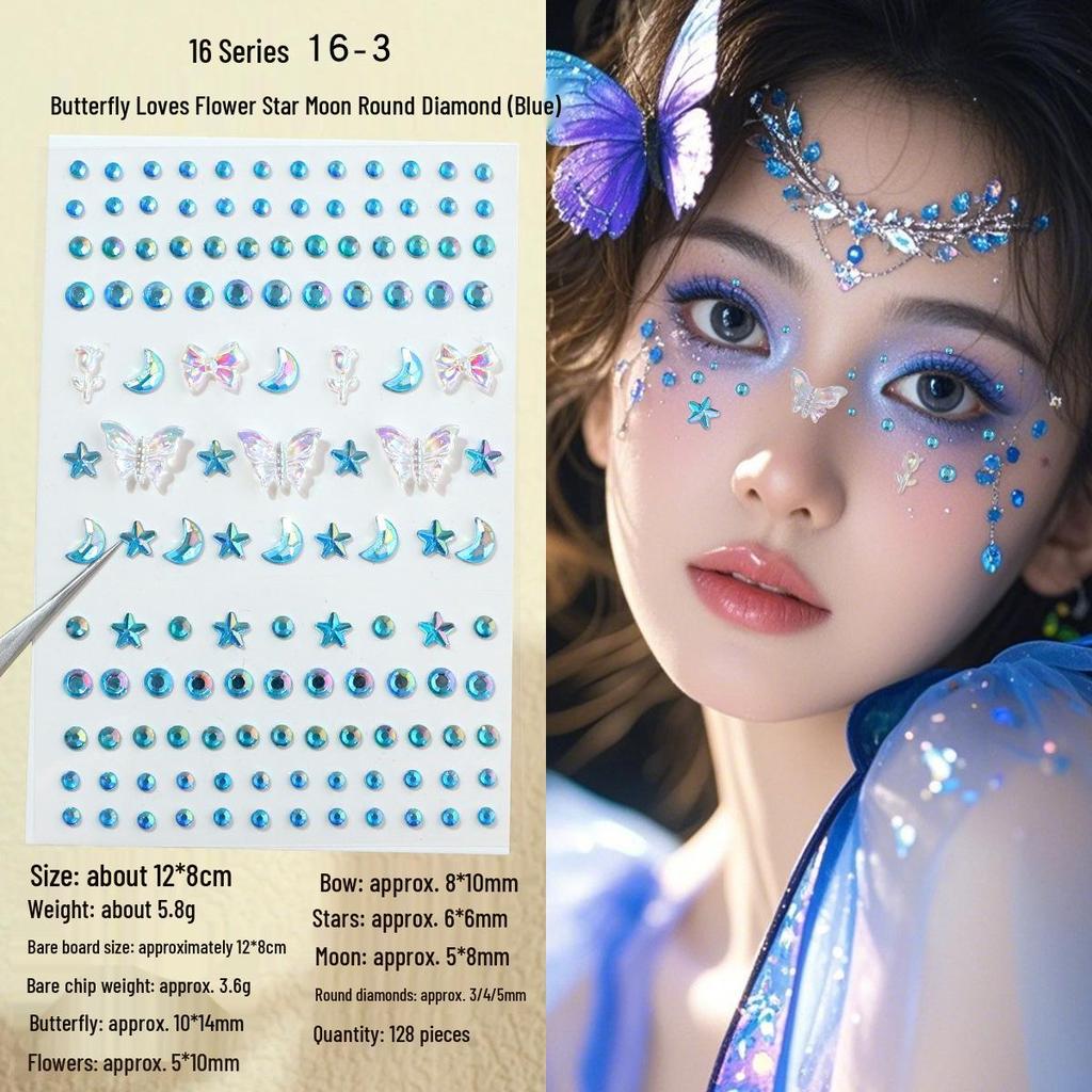 Children's Rhinestone Rose Diamond Face Stickers for Concert Makeup & Styling