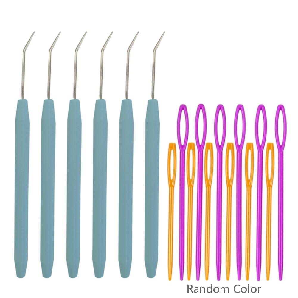 4/6/8PCS Crochet Needle Hooks Kit with Knitting Loom Hooks and Colorful Plastic Sewing Needles Loom Knit Hook Set