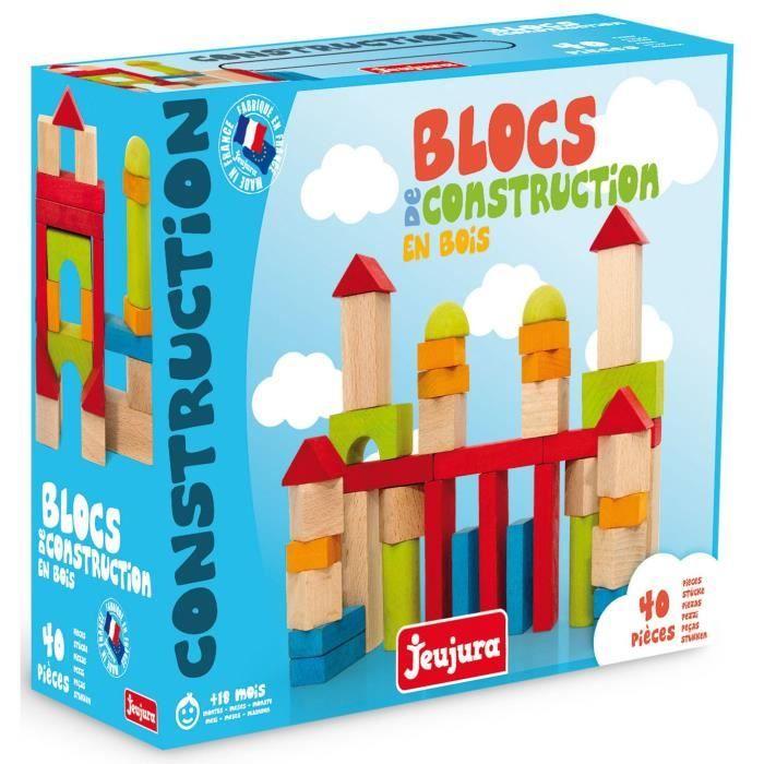 Jeu de Construction en Bois - JEUJURA - 40 Pièces - Valisette de Rangement