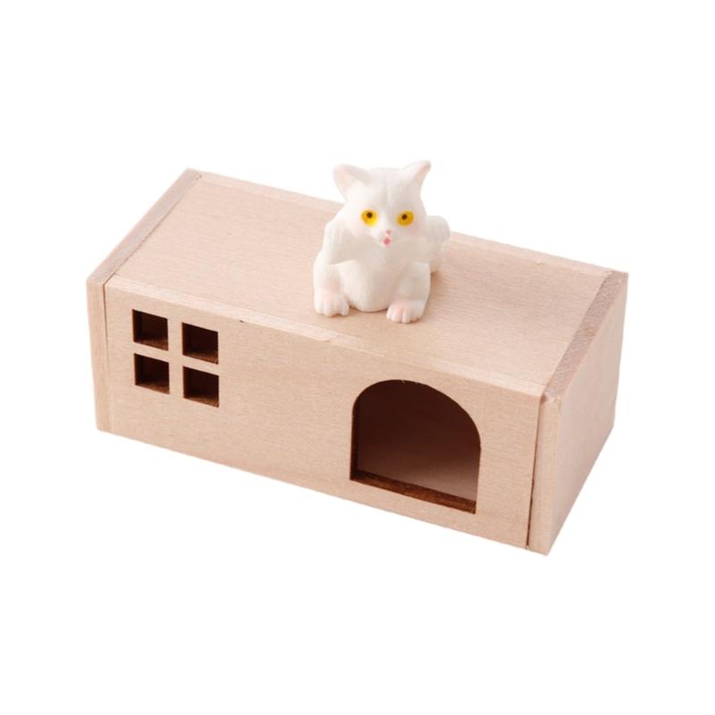 Dog Chamber Model Pet Dog House Dollhouses Pet 1:12 Scale Realistic Playset Door Pet Dog House Model Creative Fun