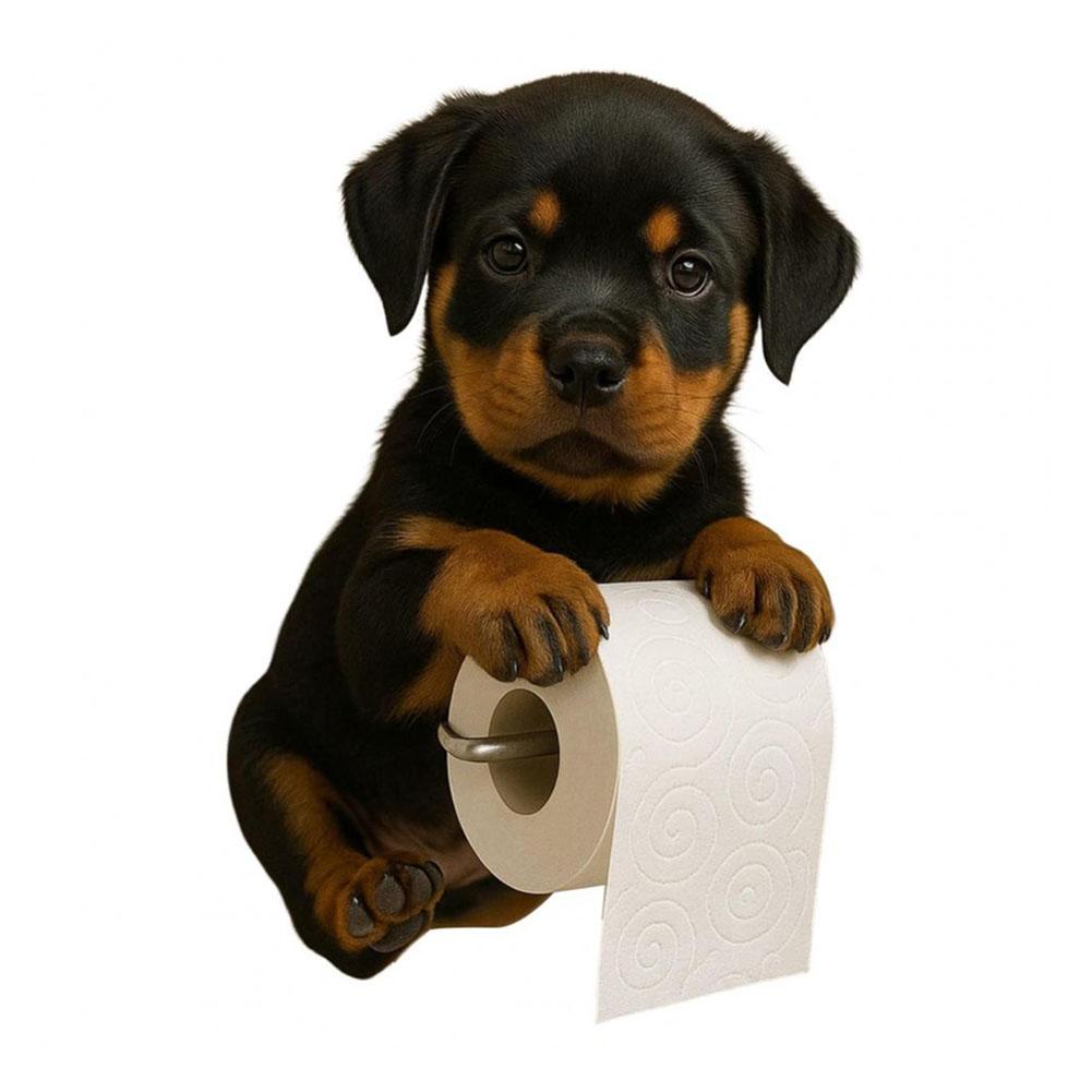 Wall Mounted Dog Paper Roll Holder 3D Printed Animal Paper Towel Holder Decorative Dog Shape Paper Stand for Kitchen Bathroom