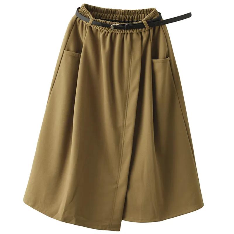 Women's Autumn Retro Elastic Waist Was Thin Mid-length Temperament A-line Skirt