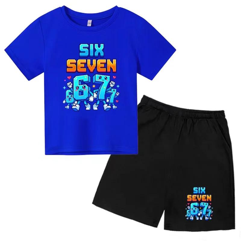 Boys and Girls Summer Fashion Set Cartoon Print T-Shirt and Shorts Casual Two-Piece Outfit