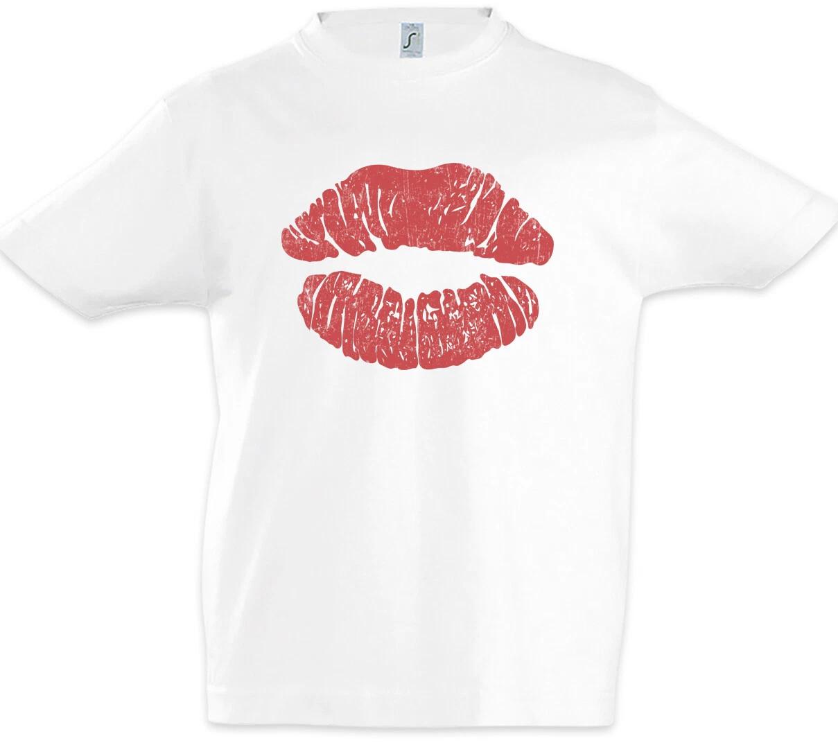 Kiss Lips Kids Boys T-Shirt Kisses Red Lips Kissing Kiss Love Cute Cute- 100