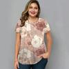 Summer O-Neck Womens T-Shirt Oversized Clothes Harajuku Casual Loose Top Floral Print Funny T-Shirt for Ladies Pullover Street