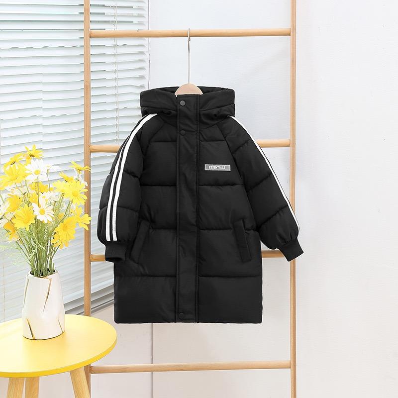 Autumn Winter Boys Girls Cotton-Padded Coats Kids Long Down Teen Cotton Clothes Outerwear Big Children Thicken Warm Jacket