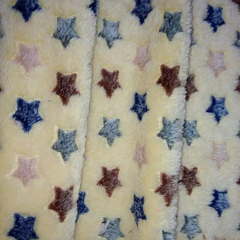 160x100cm Flannel Fleece DIY Fabric Double Side Soft Star Printed Plush Blanket Jacquard Printing Colorful Star Home Material