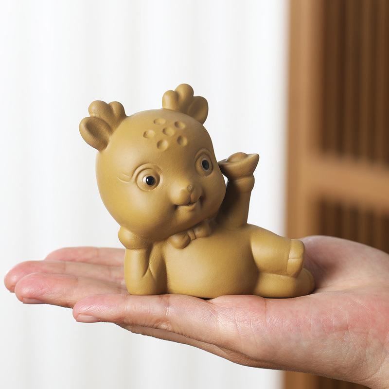 

Бутик для домашних животных с фиолетовым песком и пятнистым оленем, питательное украшение, креативный и милый чай с маленьким оленем, игровой чайный столик, аксессуары для чайного сервиза