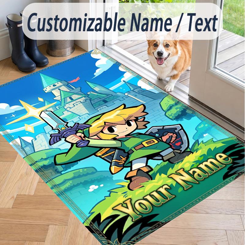Custom Text Zelda Pattern Floor Rug Soft Indoor Carpet Mat Living Room Bedroom