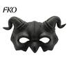Gothic Demon Mask Halloween Ram Horn Mask, Horror Devil Half Face Lightweight Masquerade for Cosplay Costume Party