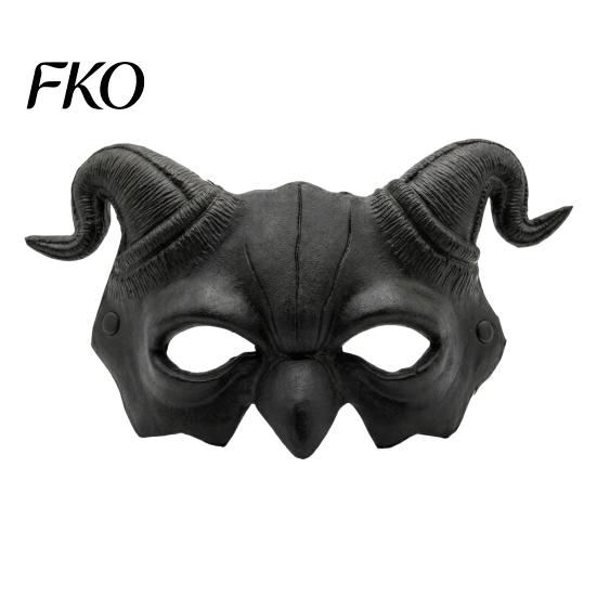Gothic Demon Mask Halloween Ram Horn Mask, Horror Devil Half Face Lightweight Masquerade for Cosplay Costume Party