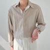Mens Dress Shirt  Fashion Korean Loose Casual Pleated Shirts Black Apricot White Long-sleeved Shirt Social Mens Formal Shirt