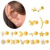G23/F136 Titanium Gold Plated Moon Star Push Pin Piercing Ear Labret Body Piercing Jewelry