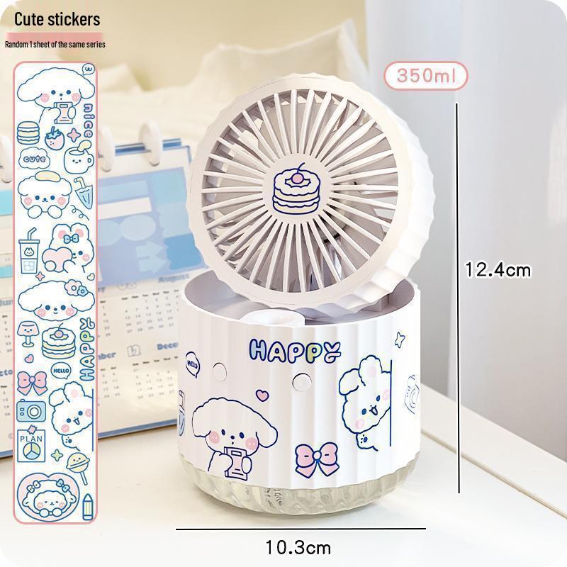 Rechargeable Desktop Humidifier Fan – Portable Electric Fan for Students and Office Use 1200mAh