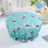 Flower Pattern Double Layer Shower Cap Waterproof Reusable Printed Bath Hair Bonnet For Women Ladies Spa Salon Home Travel Use