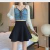 Women's Black High-Waist Fluffy A-Line Skirt - Spring 2024 Fashion