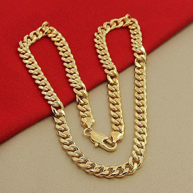 In-Stock 6MM Width Gold Plating Brass Cuban Link Chain Necklaces for Women Men Gifts Jewelry