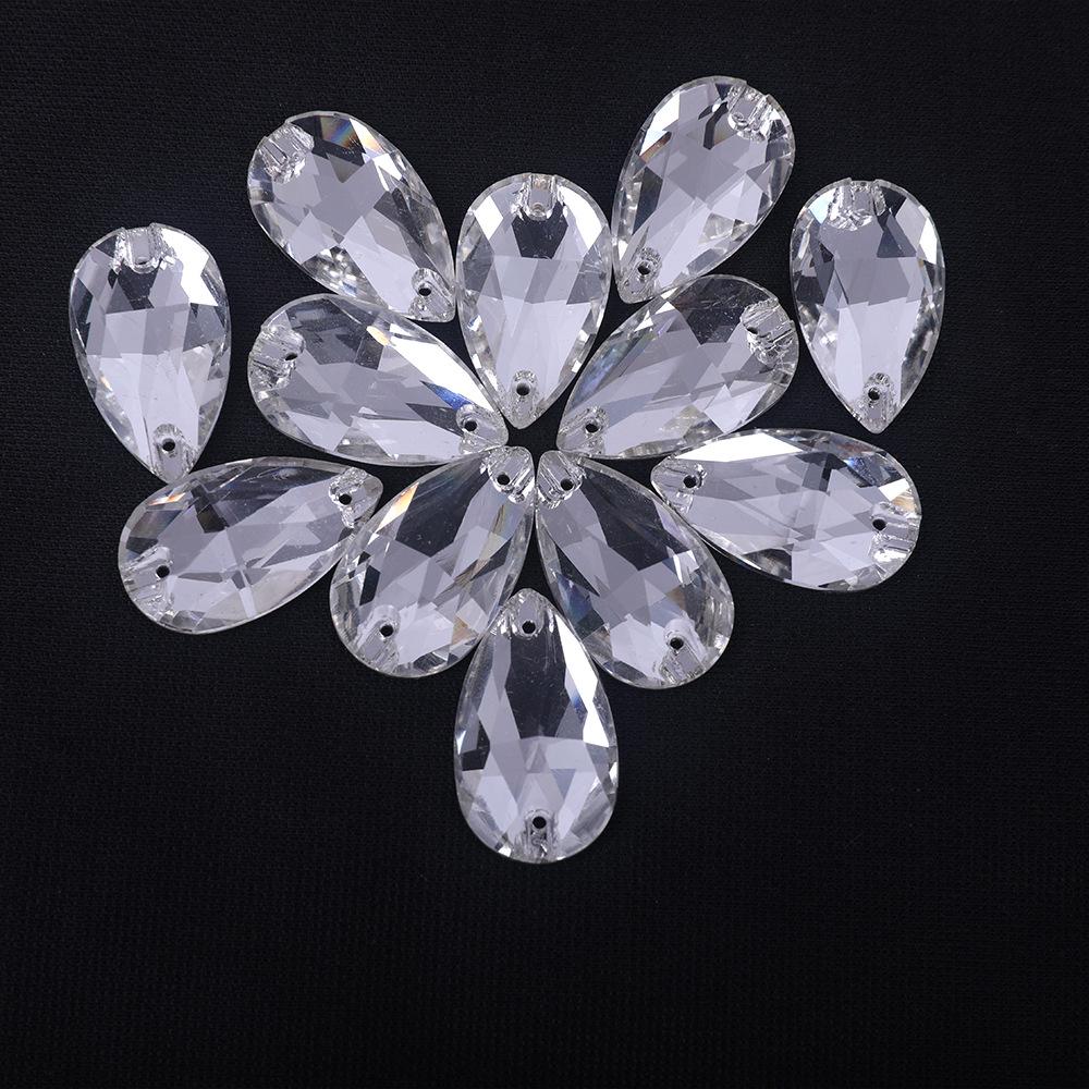 K9 Weichen Hand-Sewn Rhinestone Teardrop Flatback AB Gem, Two-Hole Irregular Colored for DIY.