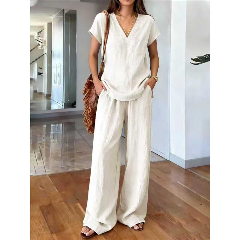 1116 Spot new solid color summer fashion women's clothing set casual two-piece set
