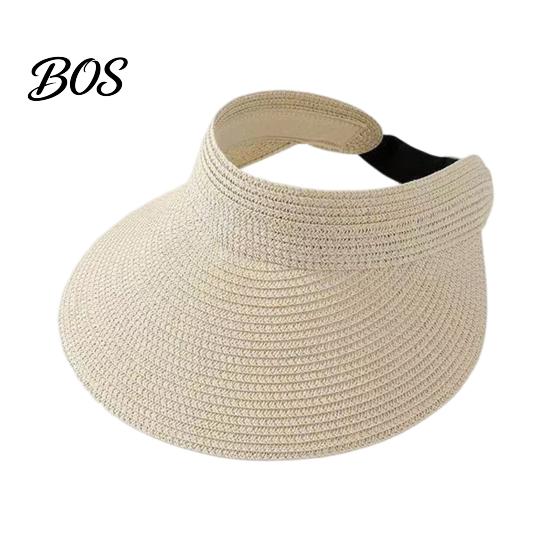 Heat Dissipation Hat Summer Foldable Sun Hat, Adjustable Elastic Buckle Braided Straw Open Top Portable Beach Travel for Women