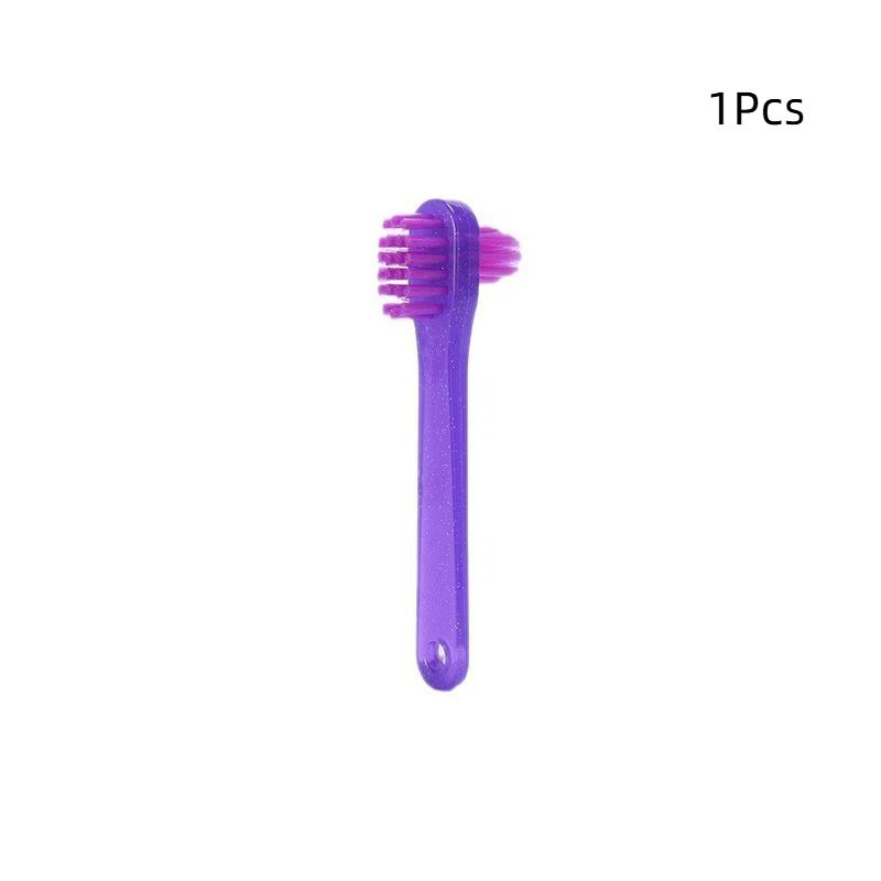 1/5/10 Pcs T-Shape Denture Dedicated Plastic Brush Toothbrush Dual Head False Teeth Brushes Braces Retainer Descaling Brush
