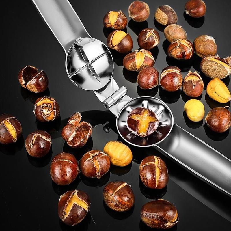 Stainless Steel Quick Chestnut Opener Quick Clip Walnut Pliers Cutter Opener Nut Cracker Sheller Kitchen Tools 2 In1 Nut Cracker