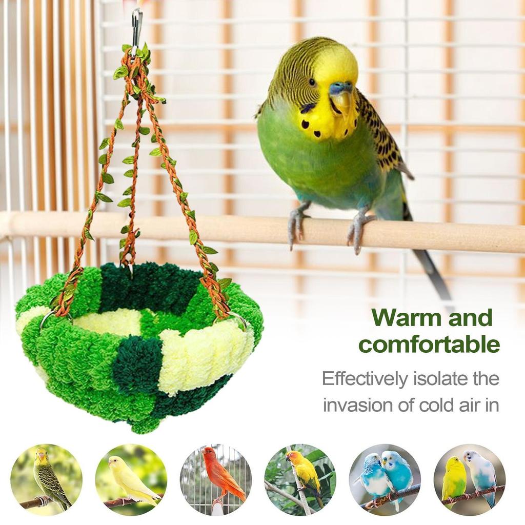 Warm Bird Bed Winter Warm Bird Plush Nest Pet Supplies for Perching Sleeping Hiding Nesting Playing Aviary Feeding Resting