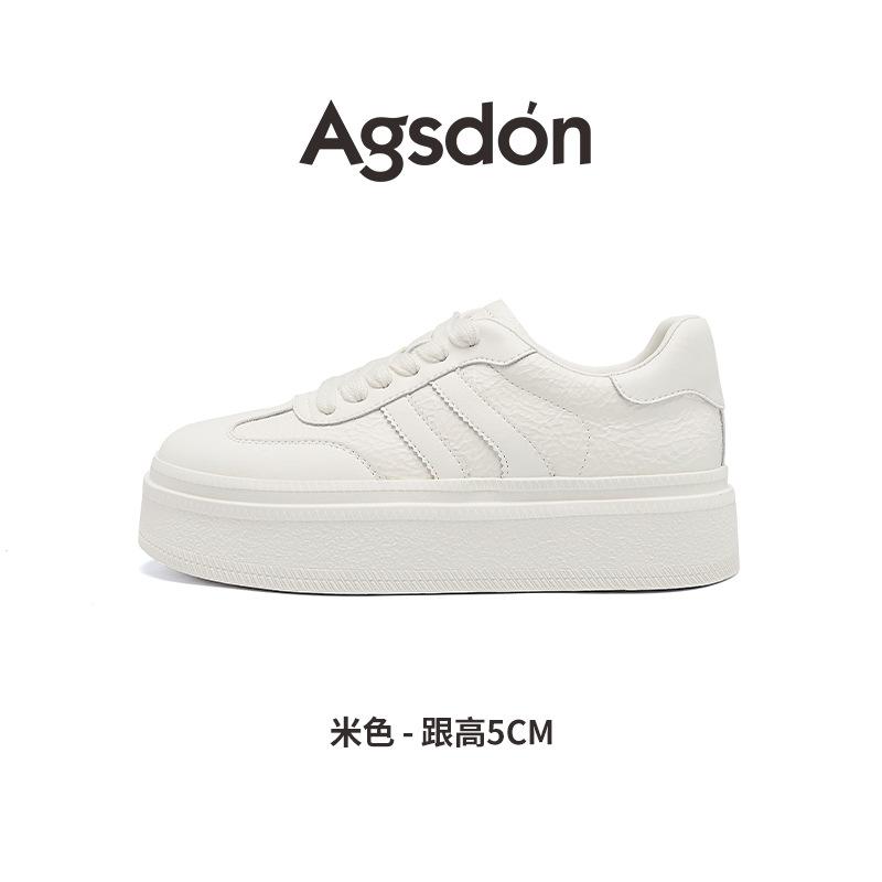 Augustine Small White Shoes Women's 2025 New Spring College Style Thick-soled White Casual Sports Board Shoes Ins