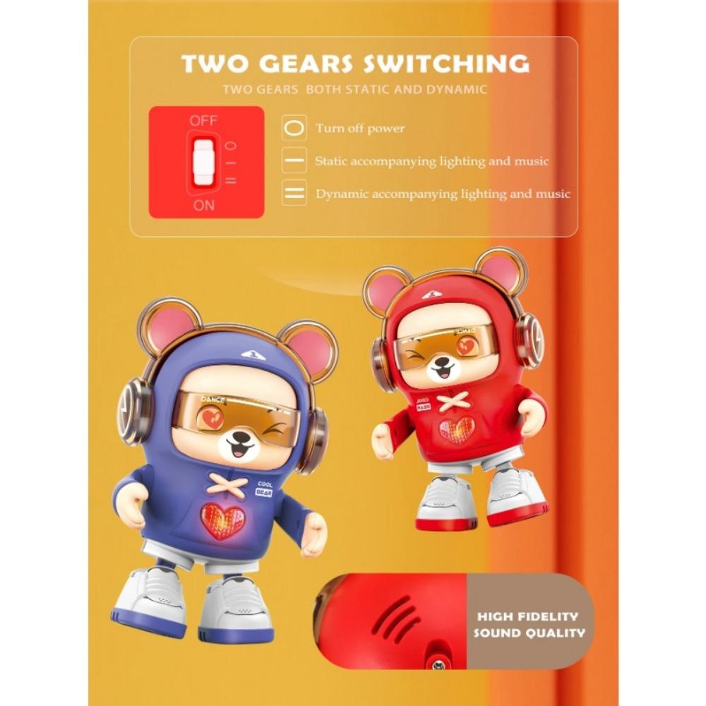 Dancing Bear Baby Dragon Toys, Lighting and Dancing Robot Mode Cute Shape 2 Gear Switches for 3+ Childs Not Include Battery