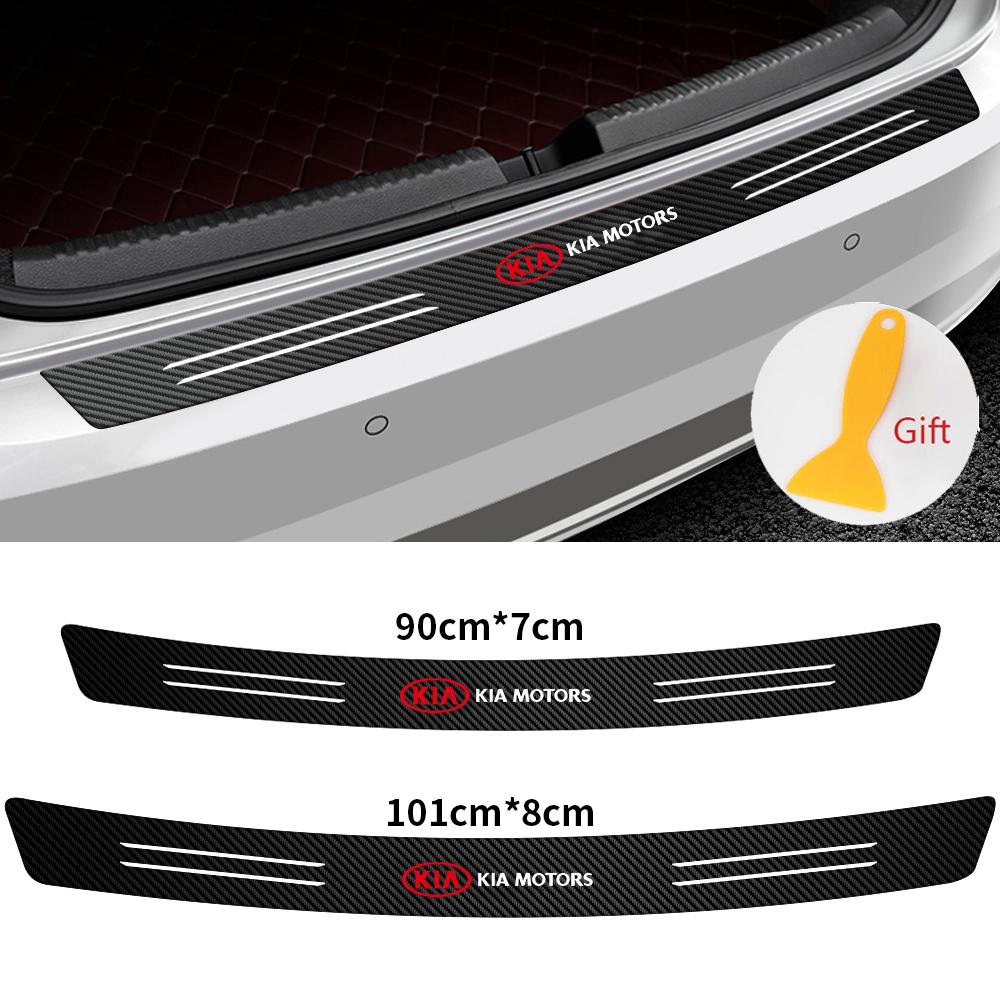 4Pcs Car Accessories 3D Carbon Fiber Trunk Load Edge Protective Stickers for Kia Sportage 3 Rio K2 Ceed Carnival Picanto Soul YO7
