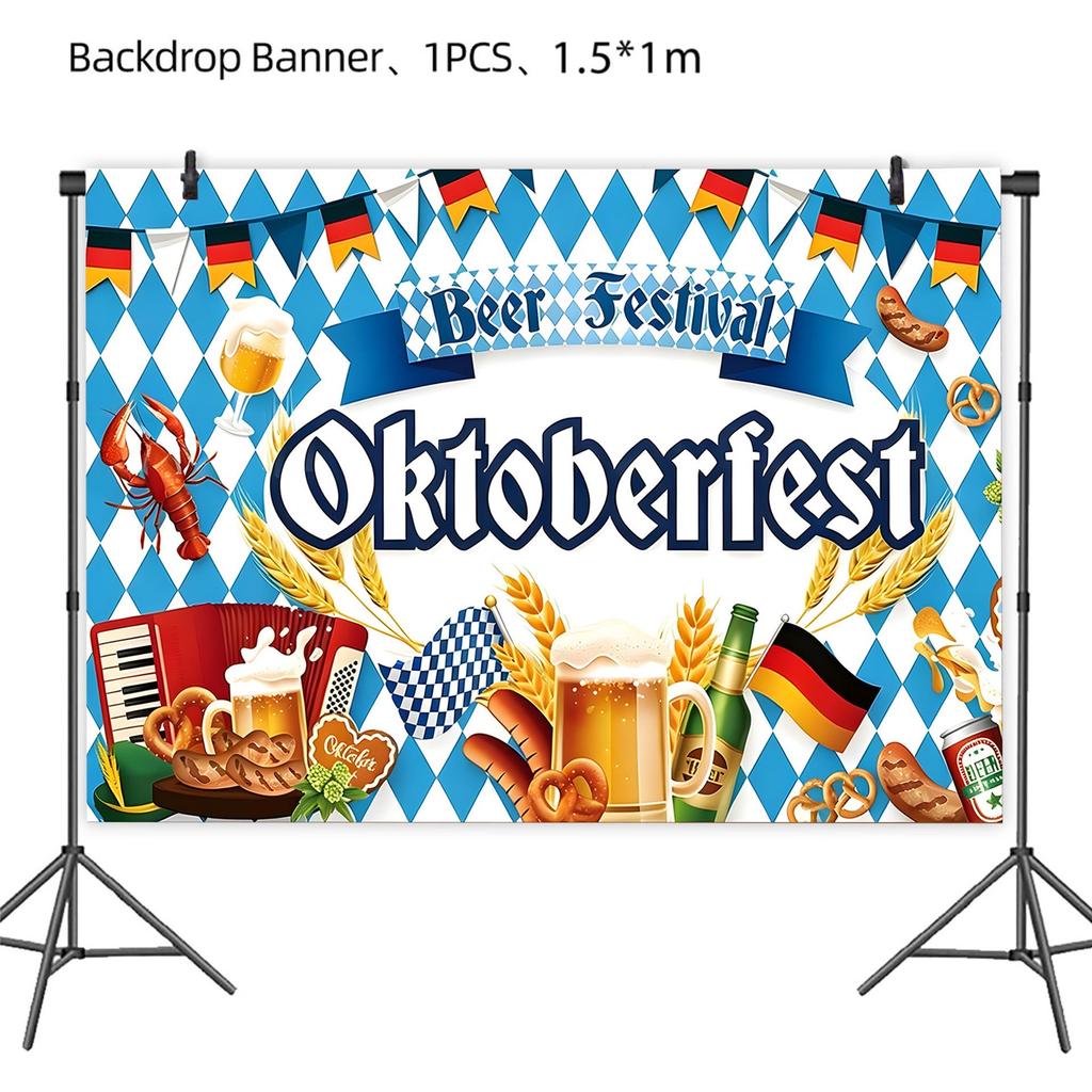 Oktoberfest Party Decor Set - Munich Banner, Flags, Balloons & Photo Backdrop