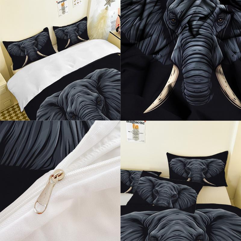 Elephant Series 3D Digital Printing Three-Piece Bedding Kit Bed Sheet Quilt Cover