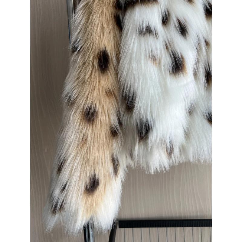 Faux Fur Jacket Series Traf Winter Arrival Women's Leopard Print Coat Long Sleeve Coat