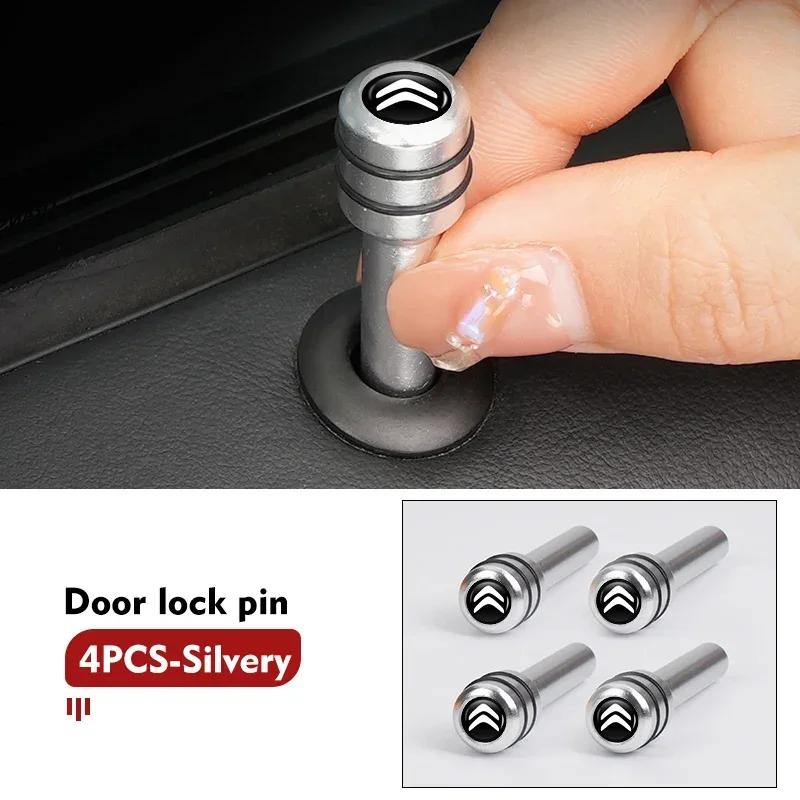 4pcs Car Door Lock Knob Pull Pins Aluminum Interior Security For Citroen Jumper Celysee Cactus Picasso Aircross Saxo Grand