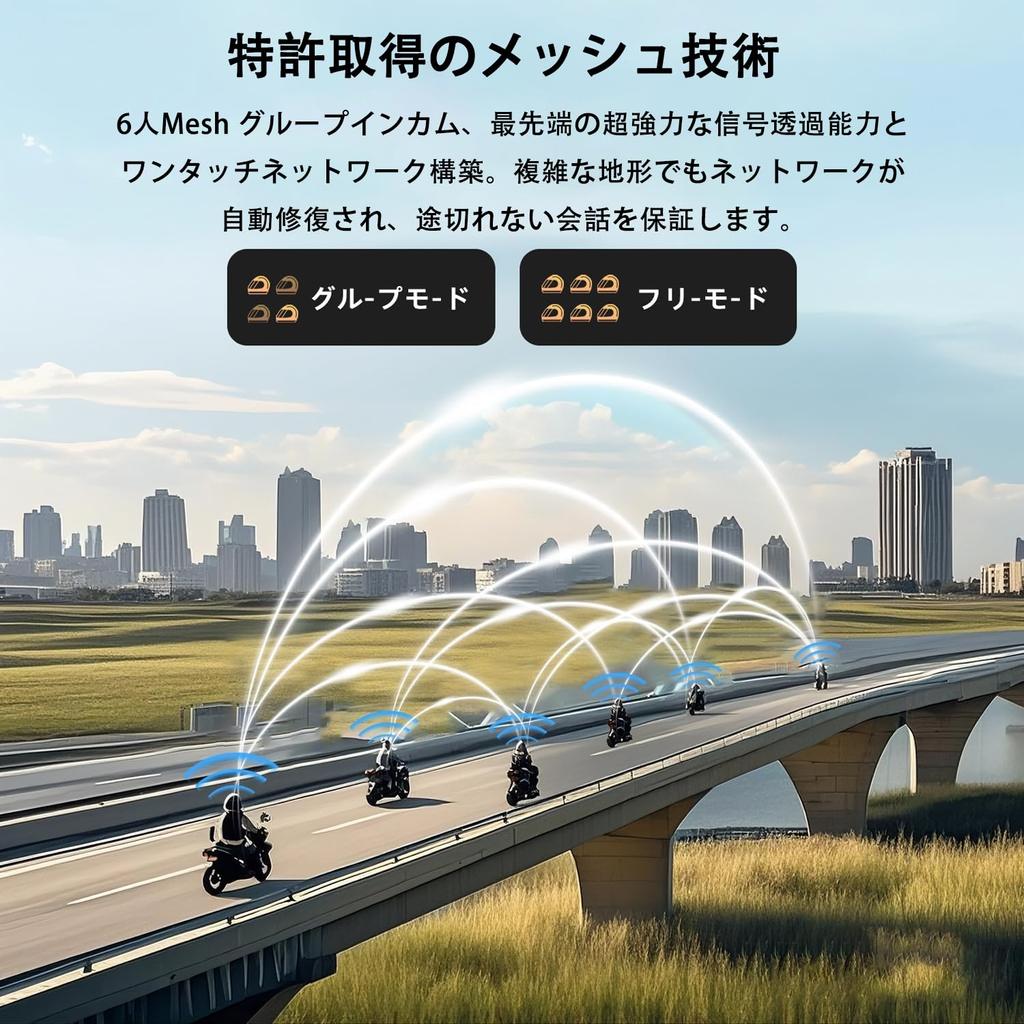 EJEAS Motorcycle Incom, Q8, Mesh New Technology, Mesh Communication, Supports 6 Simultaneous Calls, 1-3