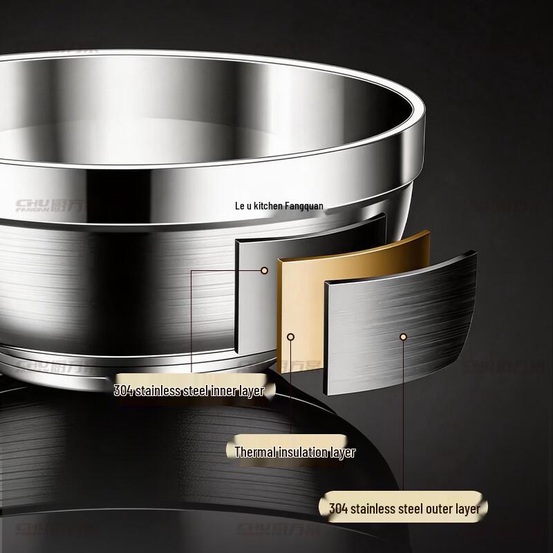 304 Stainless Steel Double-Layer Anti-Scald Rice Bowl Set