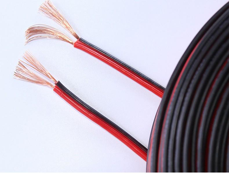 Red & Black 0.5mm² RVB Parallel Wire for LED Lights & Outdoor Monitoring