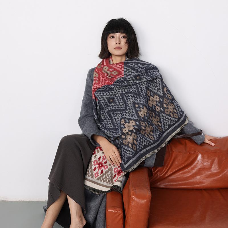 Foreign style scarf women's cashmere office air conditioner shawl with Korean version versatile scarf dual-purpose warm