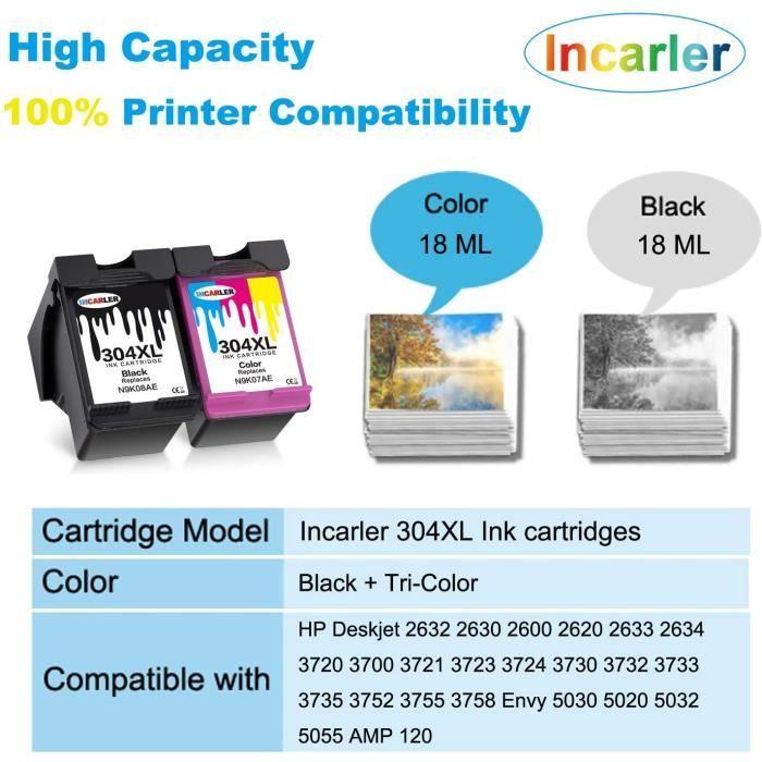 PRINTER CARTRIDGEIncarler 304 XL Remanufactured Cartridge Ink Compatible with HP 304XL for HP Deskjet 2620 3720 2630 366