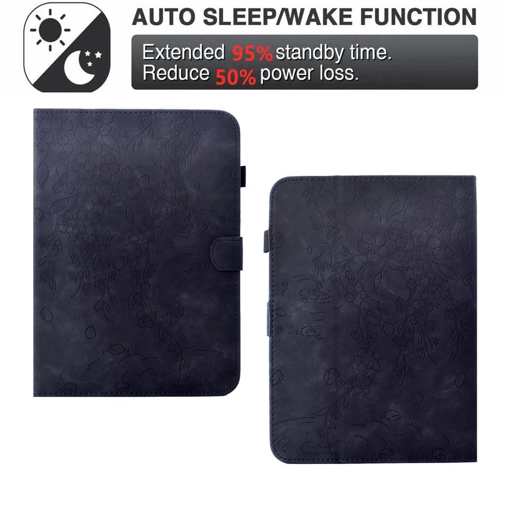 For Amazon Kindle Paperwhite (2024) Case Imprinted Plum Blossom Stand Card Slots Leather Tablet Cover with Auto Sleep/Wake