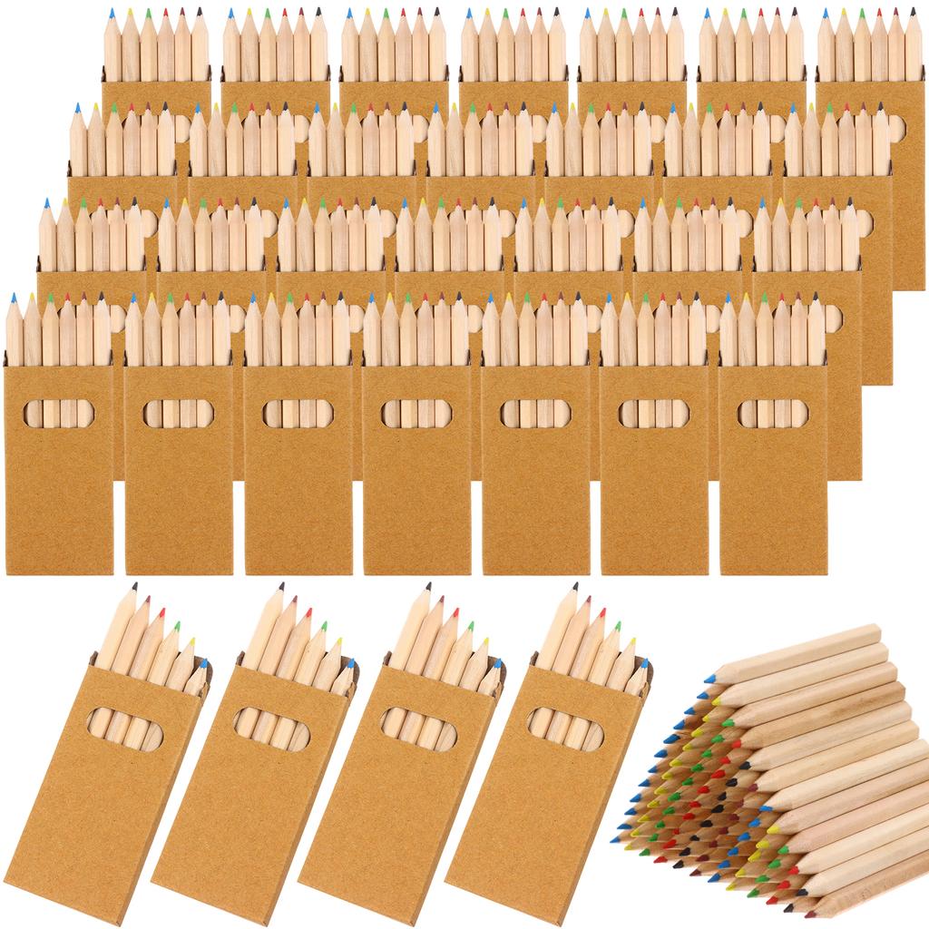 50Packs/300Pcs Mini Drawing Colored Pencils 3.5 Inch Portable Short Fat Color Pencils Pre-Sharpened Colored Pencils Mini Colouri