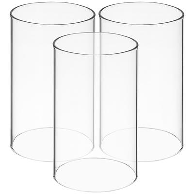 3 Pcs Windproof Lampshade Transparent Glass Holder Pillar Candles Open Ended Tube Shades Jar Clear Cover Vase Supplies