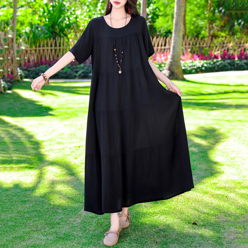 Elegant Long Dresses Summer Clothes Short Sleeve Casual Loose Women Dress