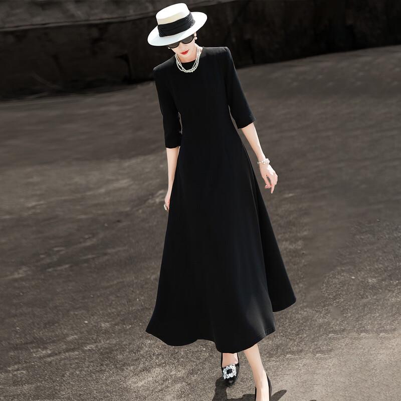 Lanser Women s Elegant Half-Sleeve A-Line Midi Dress L