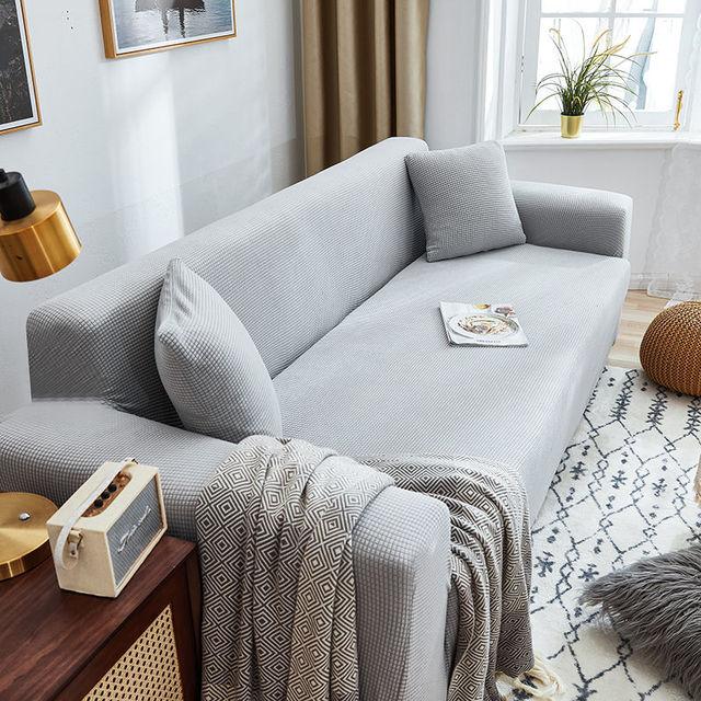 Чехол для дивана полностью завернутый однотонный эластичный диванная подушка толстый кукурузный флис универсальная угловая подушка для четырех сезонов для гостиной Pillowcase45x45cm серебряный 1547₽