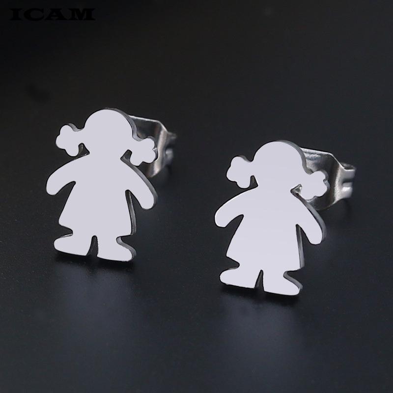 Women Girls Titanium/Stainless Steel Cute Stud Earrings Minimalist Simple Personality Small Smooth Non-fading Jewelry золотой