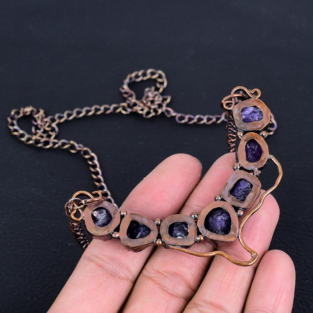 Amethyst Necklace, Gemstone Copper Electroformed Jewelry Necklace, Handmade Jewelry, For Anniversary Gift