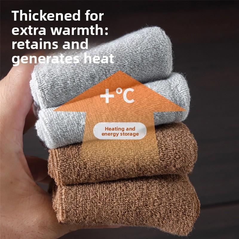 Men's Autumn and Winter with Thick Anti Cold and Warm Wool Ring Letter High Bounce Lock Warm Home Floor Tube Socks