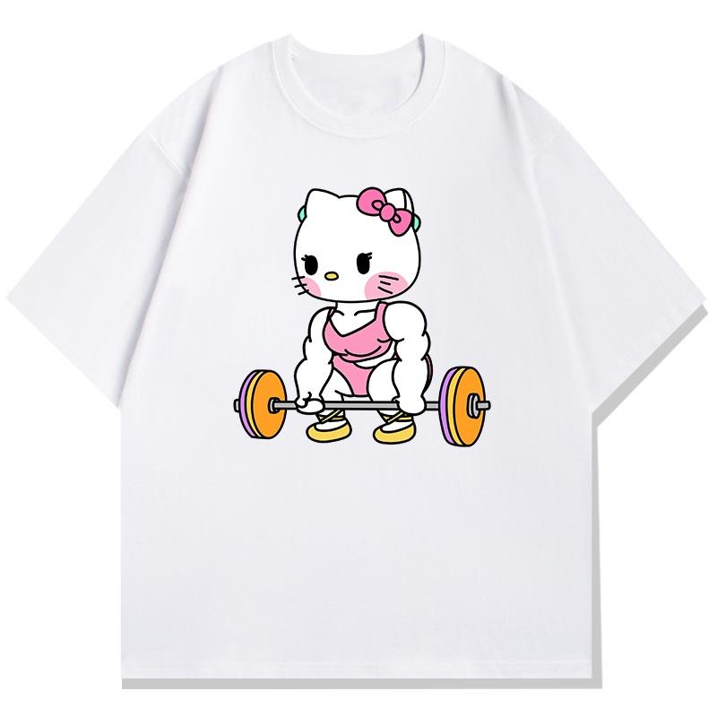 Fitness Theme Printed Childrens Tshirt Loose Casual Round Neck Parent Child Short Sleeve 2026 Summer New Style